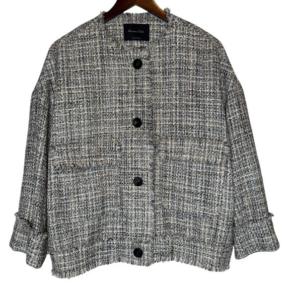 Massimo Dutti Tweed 3/4 Sleeve Jacket Beige size 10 - Picture 1 of 8